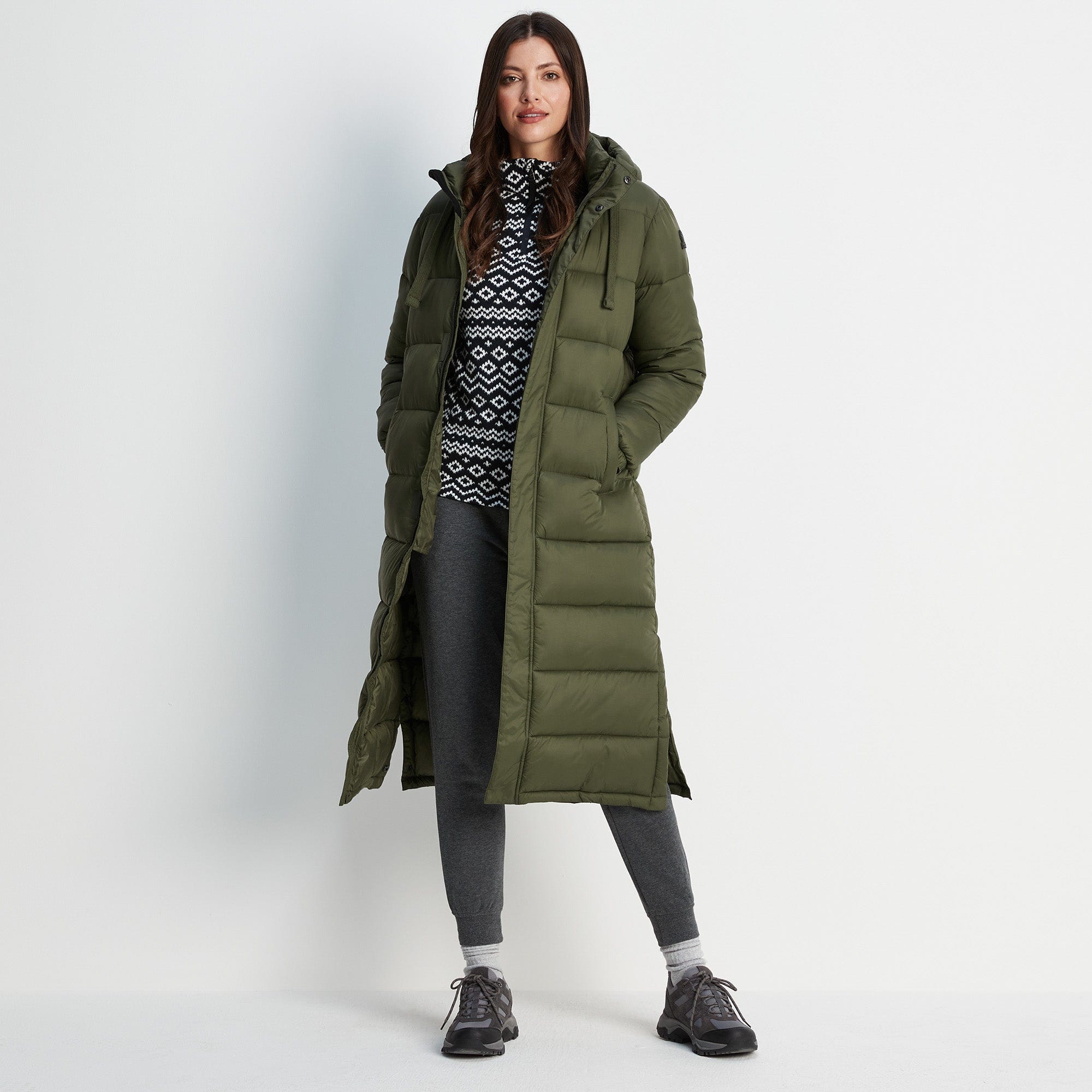 TOG24 Cautley Womens Long Padded Jacket Chunky Quilted Hooded Coat ...